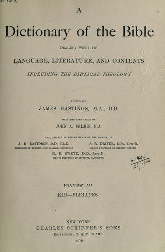 A dictionary of the Bible