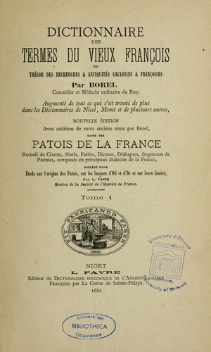 Dictionnaire des termes du vieux françois