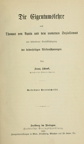 Die Eigentumslehre nach Thomas von Aquin und dem modernen Sozialismus