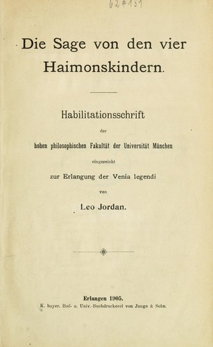 Die Sage von den vier Haimonskindern