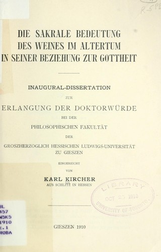 Die sakrale Bedeutung des Weines im Altertum in seiner Beziehung zur Gottheit