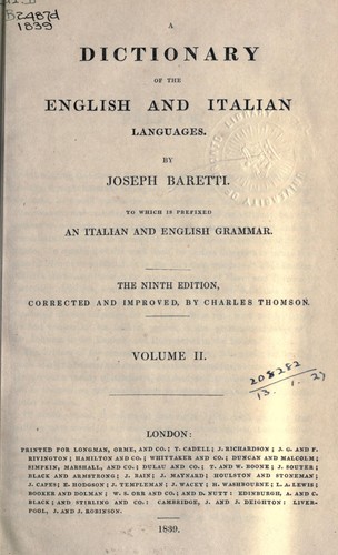 Dizionario delle lingue italiana ed inglese