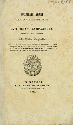 Documenti inediti circa la voluta ribellione de F. Tommaso Campanella