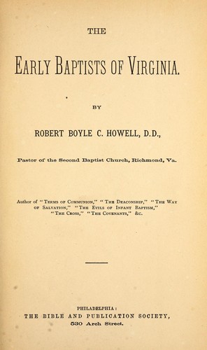 The early Baptists of Virginia