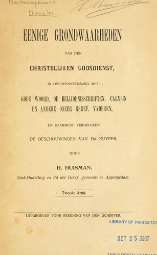 Eenige grondwaarheden van den Christelijken Godsdienst