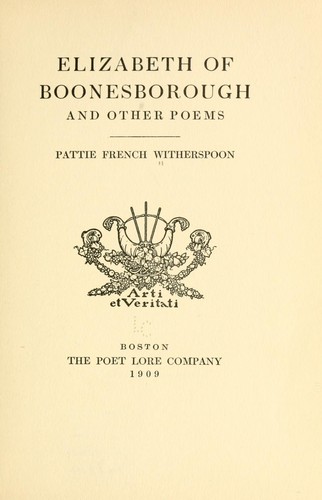 Elizabeth of Boonesborough, and other poems