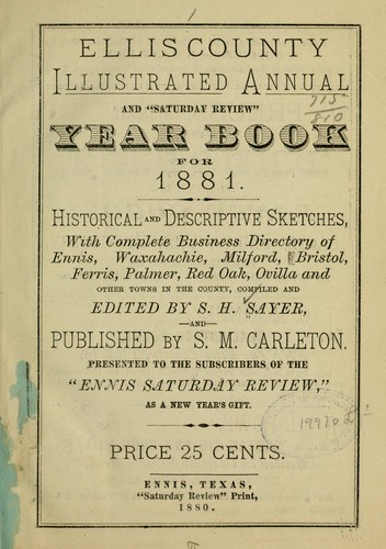 Ellis County illustrated annual and "Saturday review" year book for 1881