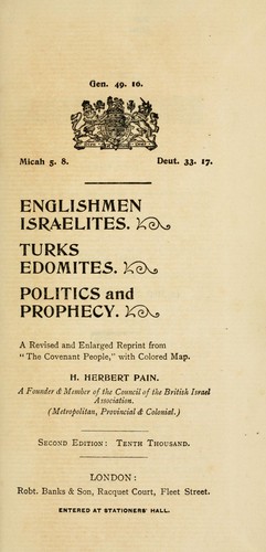 Englishmen, Israelites, Turks, Edomites, politics and prophecy