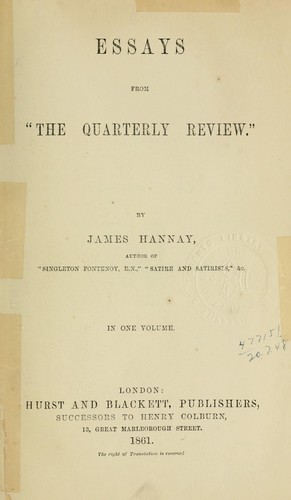 Essays from "The Quarterly review."
