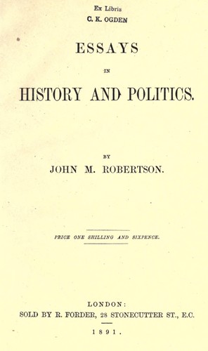 Essays in history and politics