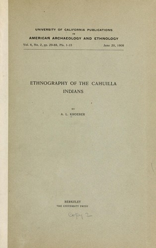 Ethnography of the Cahuilla Indians