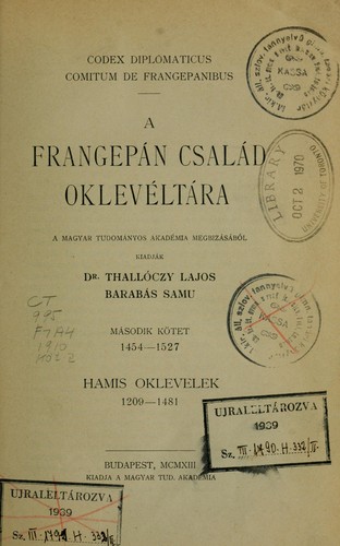 A Frangepán család oklevéltára