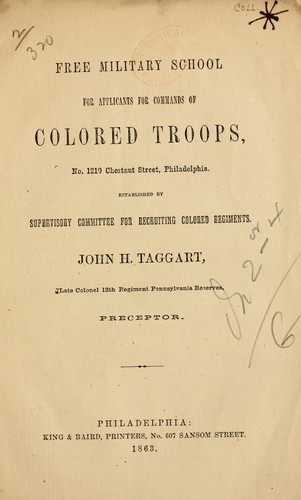 Free military school for applicants for commands of colored troops