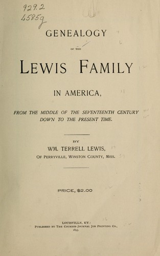 Genealogy of the Lewis family in America