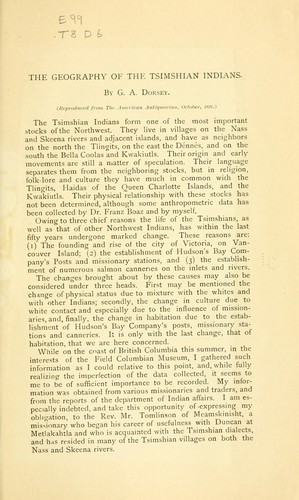 The geography of the Tsimshian Indians ..