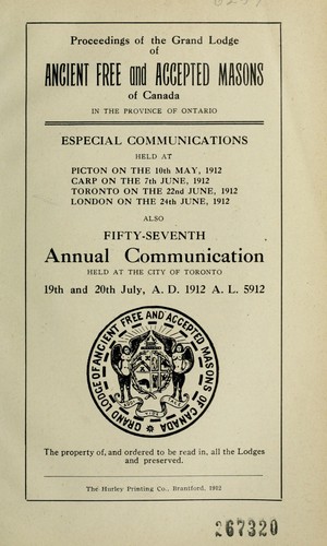 Proceedings : Grand Lodge, A.F. & A.M. of Canada in the Province of Ontario. --