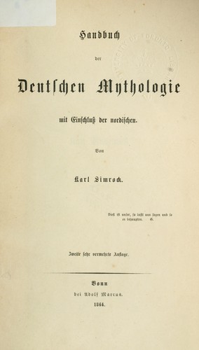 Handbuch der deutschen Mythologie mit Einschlusz der nordischen