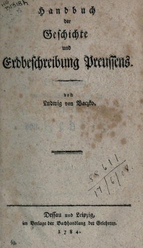 Handbuch der Geschichte und Erdbeschreibung Preussens
