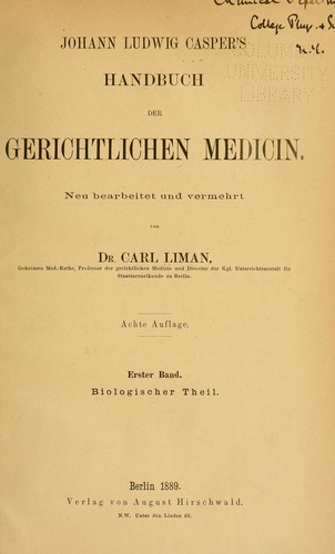 Handbuch der gerichtlichen Medicin