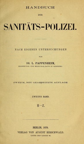 Handbuch der Sanitäts-polizei