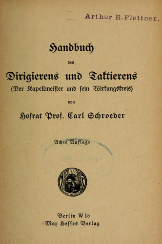 Handbuch des Dirigierens und Taktierens