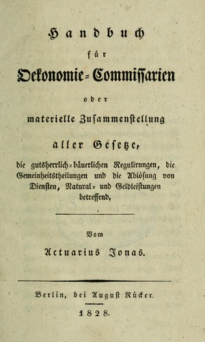 Handbuch für Oekonomie-Commissarien