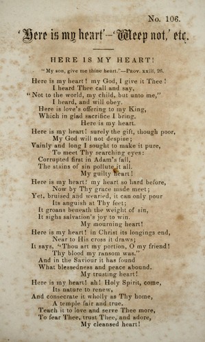 'Here is my heart'--'Weep not,' etc