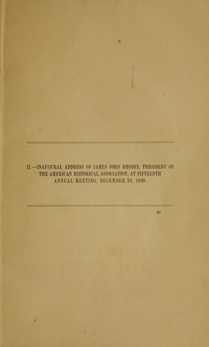 [History] Inaugural address