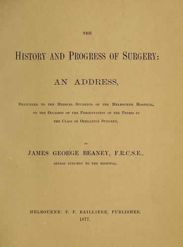 The history and progress of surgery
