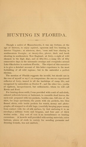 ...Hunting in Florida in 1874..