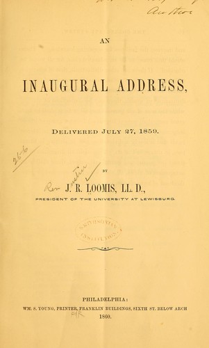 An inaugural address, delivered July 27, 1859
