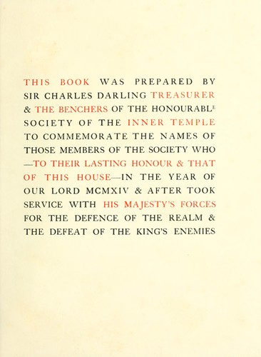 Inner Templars who volunteered and served in the great war