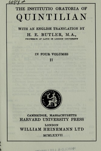 The Instituto oratoria of Quintilian