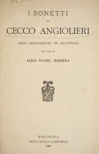 I sonetti di Cecco Angiolieri, editi criticamente ed illustrati per cura