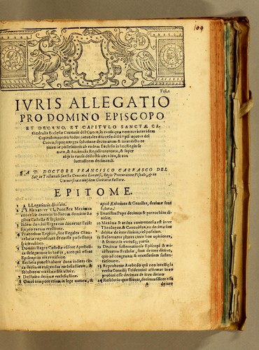 Iuris allegatio pro domino episcopo et decano, et capitulo sanctae cathedralis ecclesiae ciuitatis del Cuzco