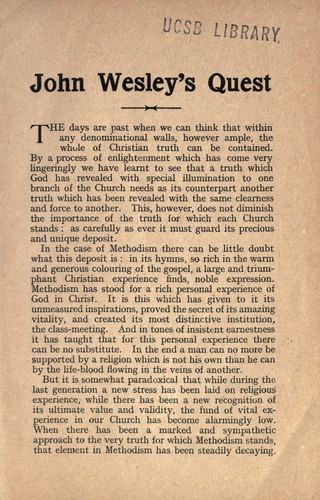 John Wesley's quest