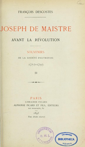 Joseph de Maistre avant la Révolution