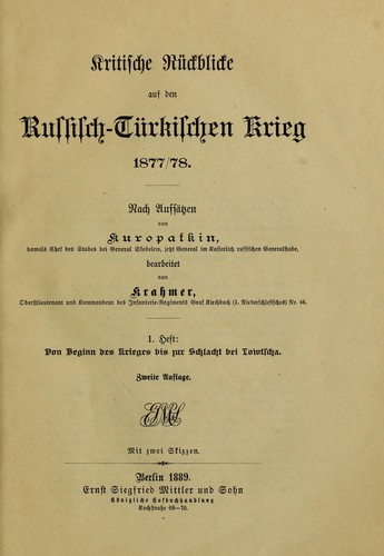 Kritische Rückblicke auf den russisch-türkischen Krieg 1877/78