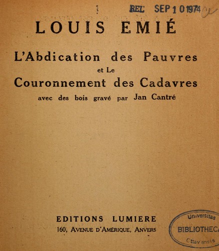 L'Abdication des pauvre et Le couronnement des cadavres