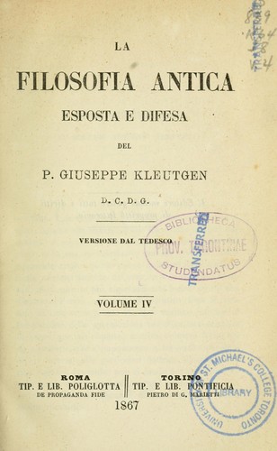 La filosofia antica