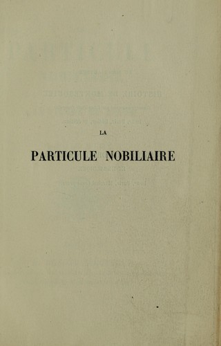 La particule nobiliaire