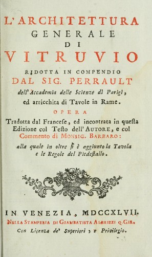 L'architettura generale di Vitruvio