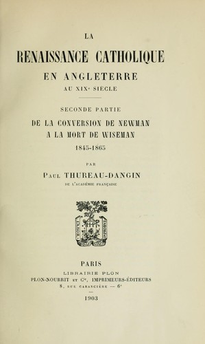 La renaissance catholique an Angleterre au XIXe siècle ...