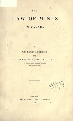 The law of mines of Canada