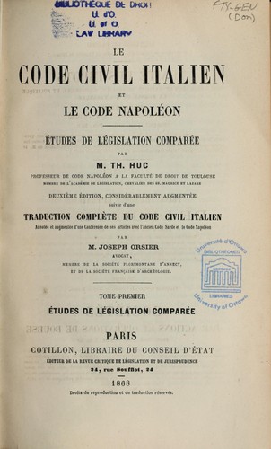 Le Code civil italien et le Code Napoléon