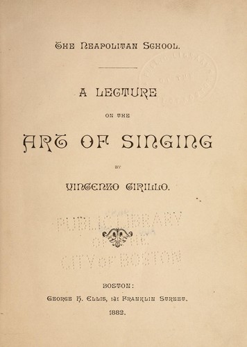 A lecture on the art of singing