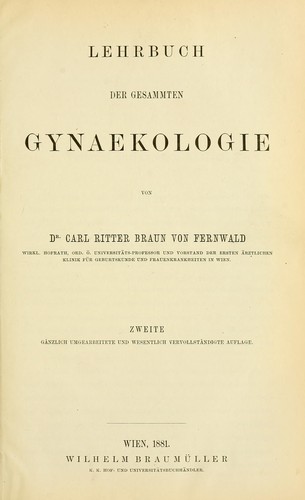 Lehrbuch der gesammten gynaekologie