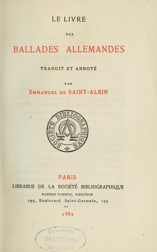 Le livre des ballades allemandes