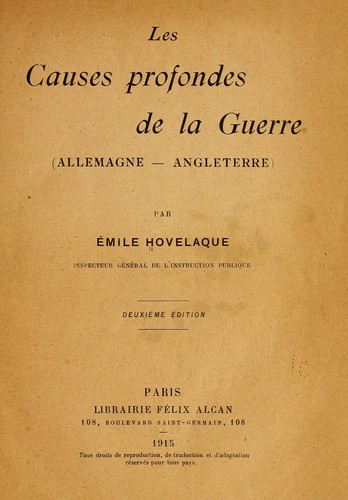 Les causes profondes de la guerre (Allemagne-Angleterre)
