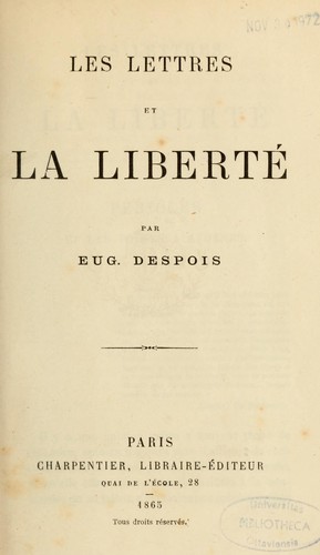 Les Lettres et la liberté